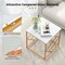 Costway 19.5'' Side Table Square Bedside Sofa Accent Coffee Table with Tempered Glass Top